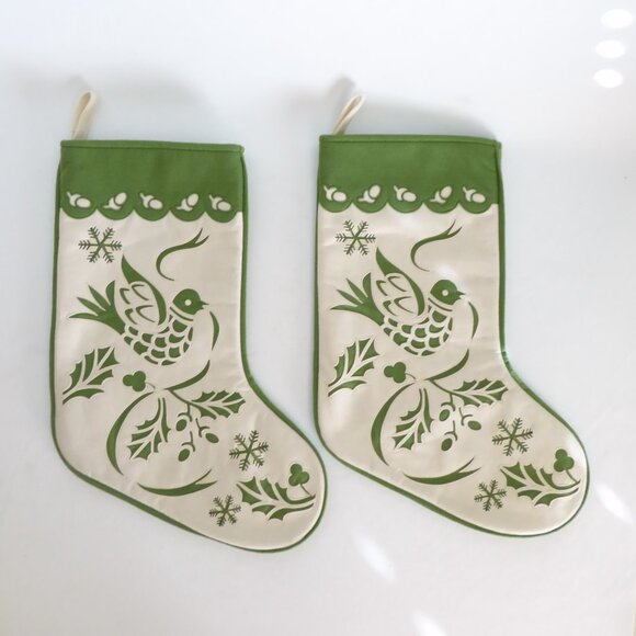NEW 18.25” FOLK ART OTOMI STYLE EMBROIDERED DOVE CHRISTMAS STOCKING SET OF 4 - Picture 5 of 14